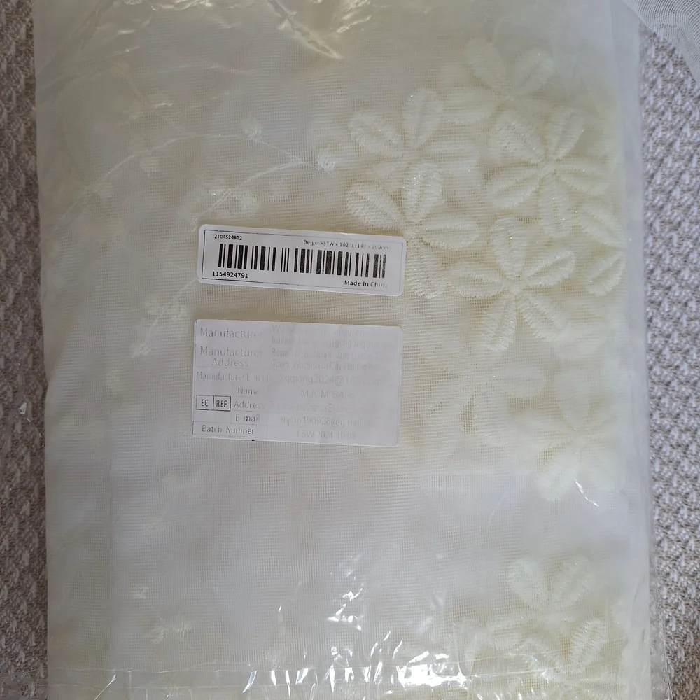 Sheer White Floral Curtain Panel